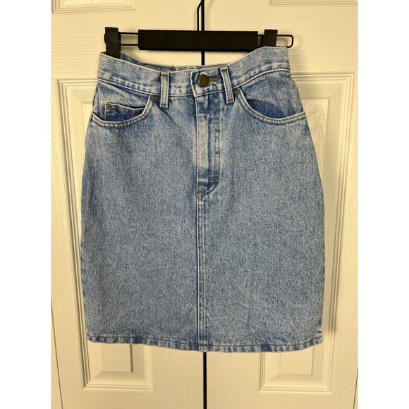 Lee Mini Skirt Women 0 XXS Light Acid Wash High Rise Vintage Retro 80s - Picture 5 of 6